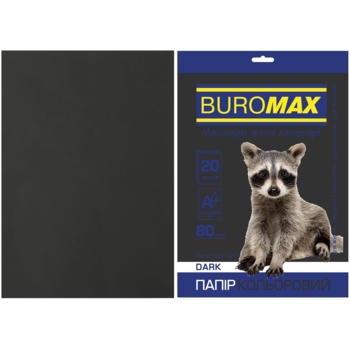 Бумага цветная Buromax Dark А4, 20 листов, черный (BM.2721420-01) - Pampik