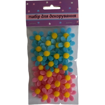 Набор для декорирования Аплі Краплі Цветочки с помпонами из фетра 12 шт. - Pampik