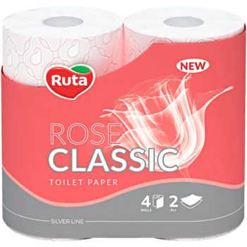 Туалетний папір Ruta Classic Rose, двошаровий, рожевий, 4 рулони - Pampik