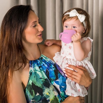 Тренировочная чашка BabyOno с ручками, розовая, 120 мл (1463/04) - Pampik - 4