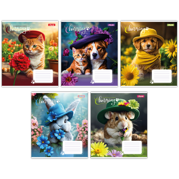 Набір зошитів 1 Вересня Charming companions А5 в косу лінію 12 аркушів 25 шт. (767202) - Pampik