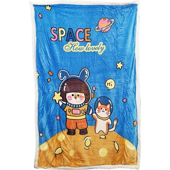 Плед-ковдра дитяча HomeBrand велюр Космонавти 110х140 см (45672) - Pampik - 2