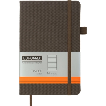 Книга записная Buromax Tweed в линейку 195х125 мм серая 96 листов (BM.291263-09) - Pampik