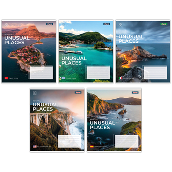 Набір зошитів 1 Вересня Unusual places А5 в лінійку 60 аркушів 10 шт. (767407) - Pampik