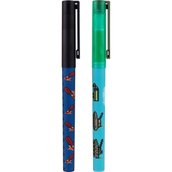 Ручка кулькова Yes 8bit UA Fire сині чорнила упаковка 24 шт. (412116) - Pampik