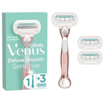 Станок для гоління Gillette Venus Extra Smooth Sensitive Rose gold з 3 змінними касетами - Pampik