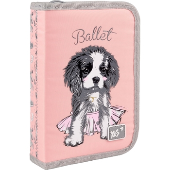 Пенал Yes Doggy Ballet HP-04 твердый одинарный с двумя клапанами персиковый (533592) - Pampik