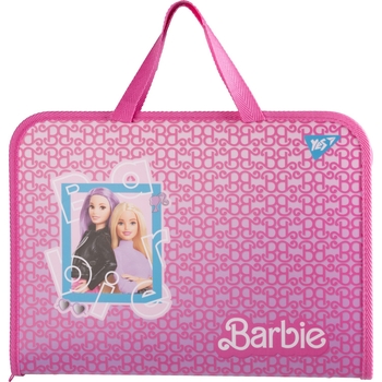 Папка-портфель Yes Barbie FC на блискавці, з тканинними ручками, рожева (492240) - Pampik