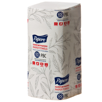 Паперові рушники Papero, Z-складення, двошарові, 22.5х22 см, 200 аркушів - Pampik