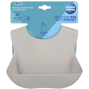 Слинявчик силіконовий Canpol Babies з кишенькою (51/029_grey) - Pampik - 4