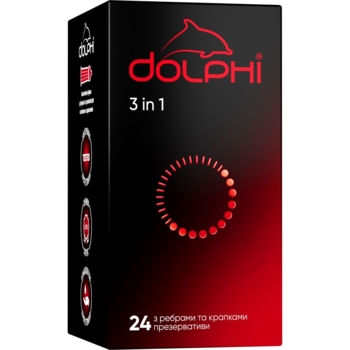 Презервативы Dolphi 3 in 1 с точками и ребрами, 24 шт. - Pampik