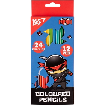 Олівці кольорові Yes Ninja двосторонні 12 шт. 24 кольори (290749) - Pampik