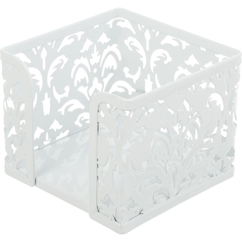 Бокс для бумаги Buromax Barocco металлический 8х9.5х9.5 см белый (BM.6216-12) - Pampik