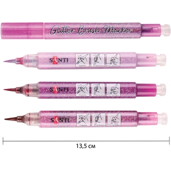 Набор акварельных маркеров Santi Glitter Brush Оттенки розового 3 шт. (390773) - Pampik - 3