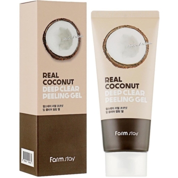 Зволожуюча пілінг-скатка FarmStay Real Coconut Deep Clear Peeling Gel з екстрактом кокосу 100 мл - Pampik