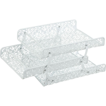 Лоток для бумаги Buromax Barocco 3 в 1 металлический 35х25.5х22 см белый (BM.6255-12) - Pampik
