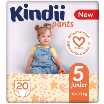 Підгузки-трусики Kindii Pants розмір 5 Junior (12-17 кг) 20 шт. - Pampik