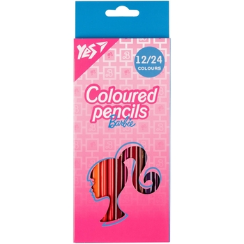 Карандаши цветные Yes Barbie двухсторонние, 12 шт., 24 цвета (290747) - Pampik