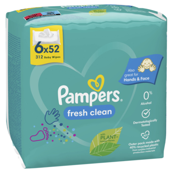 Дитячі вологі серветки Pampers Fresh Clean, 312 шт. (6 уп. по 52 шт.) - Pampik - 3