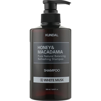 Шампунь для волосся Kundal Honey & Macadamia White Musk з ароматом білого мускусу натуральний, 500 мл - Pampik