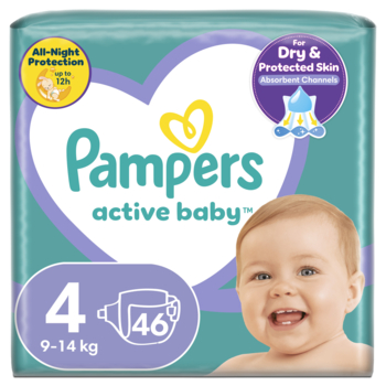 Підгузки на липучках Pampers Active Baby 4 (9-14 кг), 46 шт. - Pampik