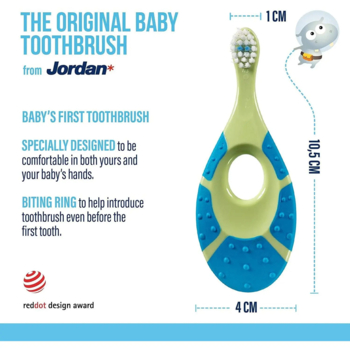 Детская зубная щетка Jordan Step By Step, 0-2 года, экстрамягкая, зеленый с синим (6220100) - Pampik - 2