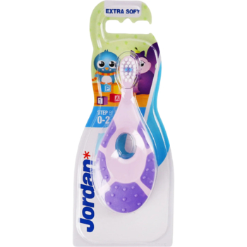 Дитяча зубна щітка Jordan Step By Step, 0-2 роки, екстрам'яка, бузковий з фіолетовим (6220100) - Pampik