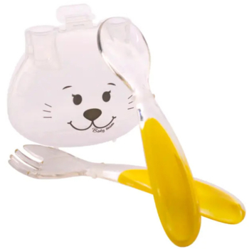 Виделка та ложечка з футляром Baby Team Зайчик, жовтий (6115) - Pampik - 3