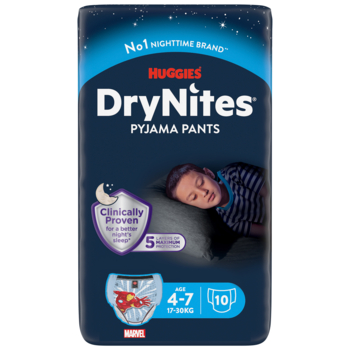 Підгузки-трусики для хлопчиків Huggies DryNites 4-7 років (17-30 кг), 10 шт. - Pampik