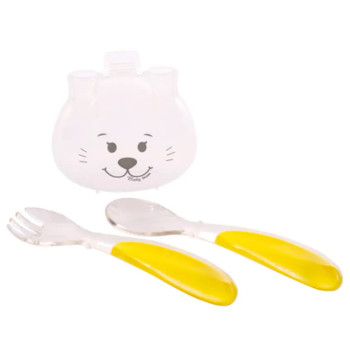 Виделка та ложечка з футляром Baby Team Зайчик, жовтий (6115) - Pampik - 2