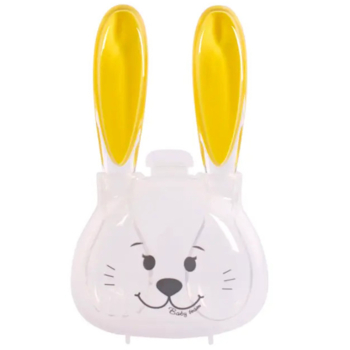 Виделка та ложечка з футляром Baby Team Зайчик, жовтий (6115) - Pampik