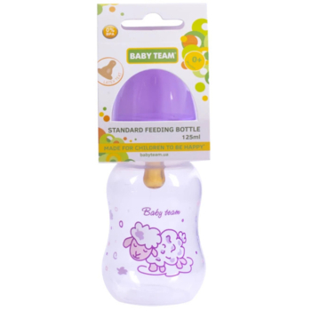 Пляшка з латексною соскою Baby Team 0+, 125 мл, фіолетовий (1300) - Pampik - 3