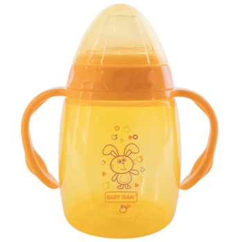 Поильник Baby Team з силіконовим спаутом і ручками, від 6 міс., 250 мл, помаранчевий (5004) - Pampik