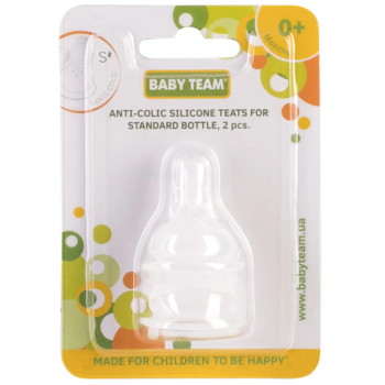 Соска силіконова Baby Team, антиколікова, від 0 міс., повільний потік, 2 шт. (2010) - Pampik - 2