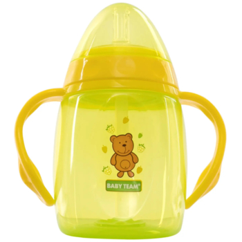 Поильник Baby Team, з трубочкою та ручками від 10 міс., 250 мл, салатовий (5003) - Pampik
