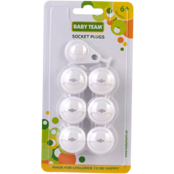 Заглушки для розеток Baby Team, 6 шт., білий (7600) - Pampik - 3