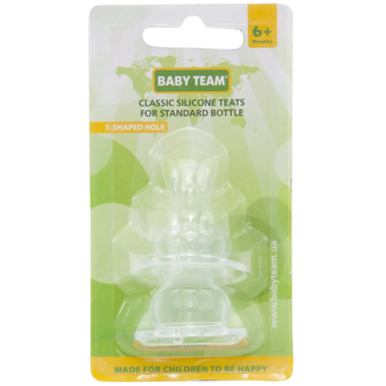 Соска силіконова Baby Team, класична, від 6 міс., мультипотік, 2 шт. (2005) - Pampik - 3