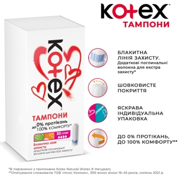 Тампони Kotex Silky Cover Super, 32 шт. - Pampik - 4