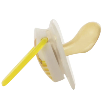 Пустушка латексна Baby Team, ортодонтична, 6+ міс, жовтий (3202_котик) - Pampik - 2