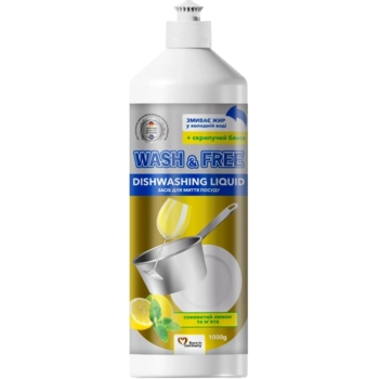 Средство для мытья посуды Wash & Free Лимон и мята, 1000 мл - Pampik