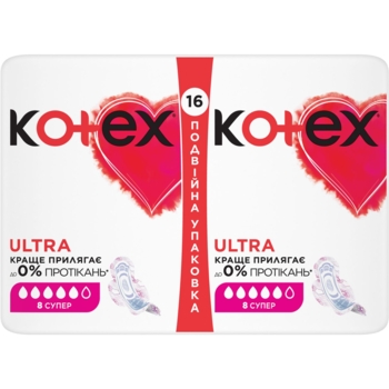 Прокладки гігієнічні Kotex Ultra Dry Super Duo, 16 шт. - Pampik - 2