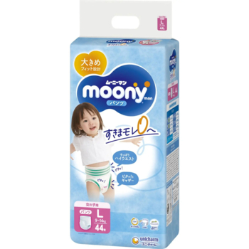 Підгузки-трусики Moony для дівчаток L (9-14 кг), 44 шт. - Pampik