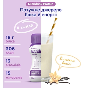 Ентеральне харчування Nutricia Nutridrink Protein Vanilla flavour зі смаком ванілі, 500 мл (4 шт. по 125 мл) - Pampik - 3