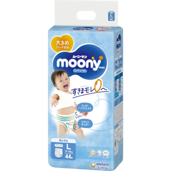 Подгузники-трусики Moony для мальчиков L (9-14 кг), 44 шт. - Pampik