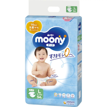 Підгузки на липучках Moony L (9-14 кг), 54 шт. - Pampik