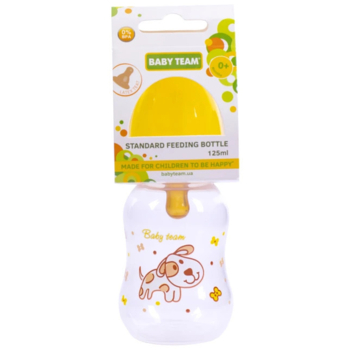 Пляшка з латексною соскою Baby Team 0+, 125 мл, жовтий (1 300) - Pampik - 3