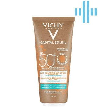 Солнцезащитное увлажняющее молочко Vichy Capital Soleil Solar Eco-Designed Milk SPF 50+, для кожи лица и тела, 200 мл - Pampik