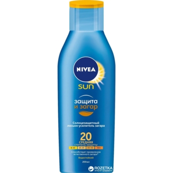 Лосьйон-підсилювач засмаги сонцезахисний Nivea Захист і засмага SPF 20, 200 мл - Pampik
