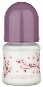 Бутылочка Baby-Nova Декор, с широким горлышком, 150 мл, сиреневый (3960172) - Pampik