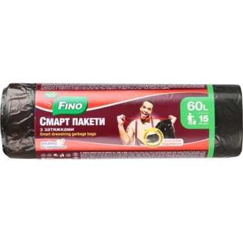 Пакеты для мусора Fino Смарт с затяжками 60 л, 15 шт. - Pampik
